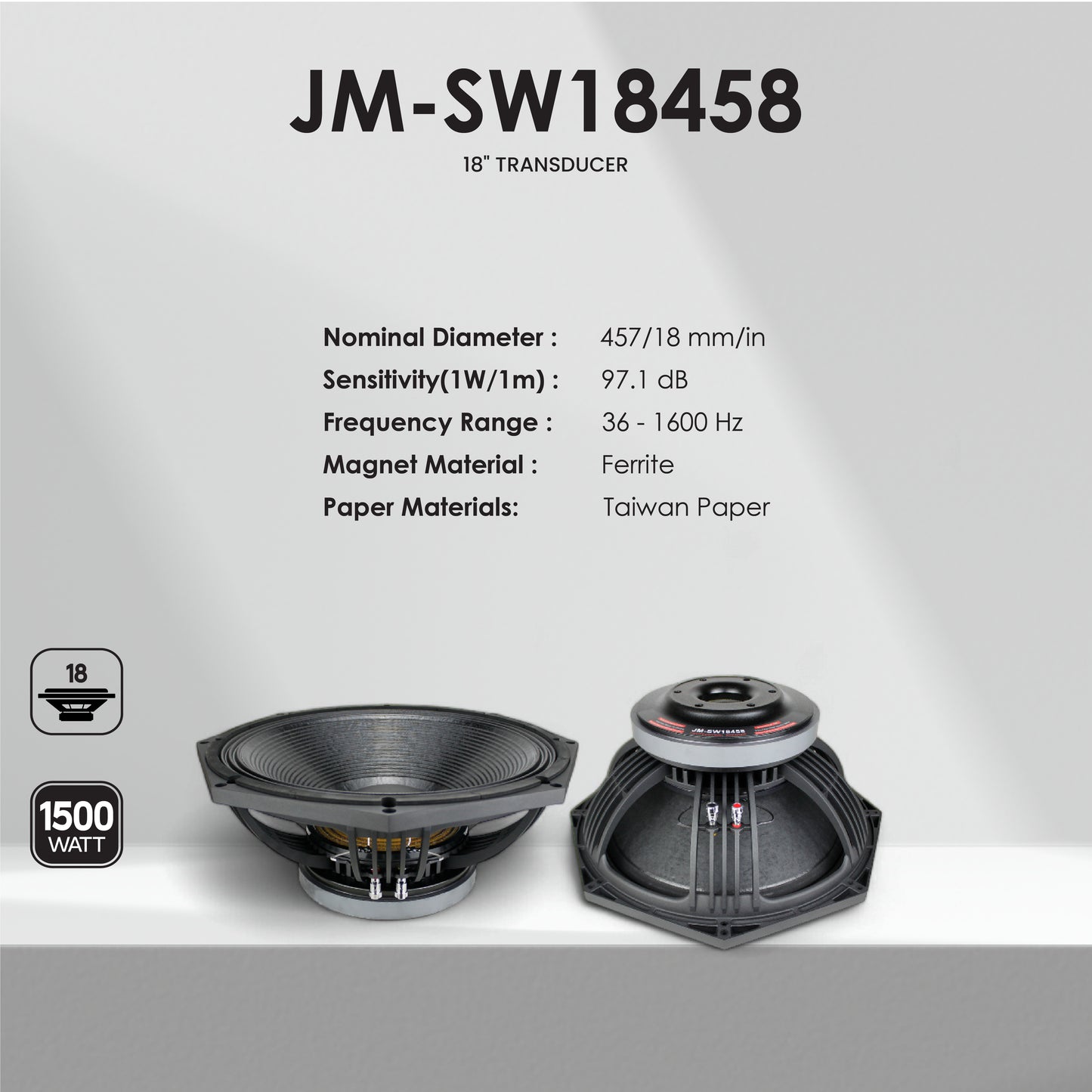 CLARION JM-SW18458 Professional Speaker Transducers