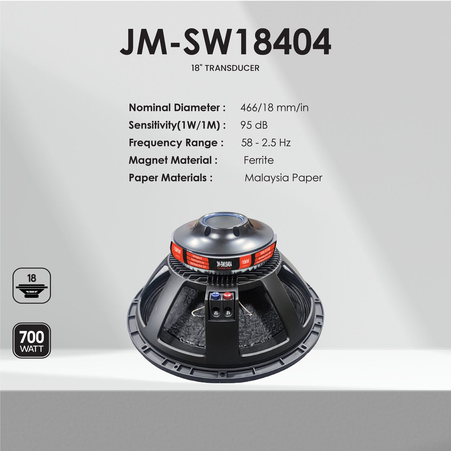 CLARION  JM-SW18404 Professional Speaker Transducers