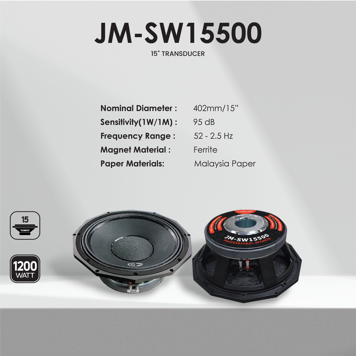 CLARION JM-SW15500 Professional Speaker Transducers