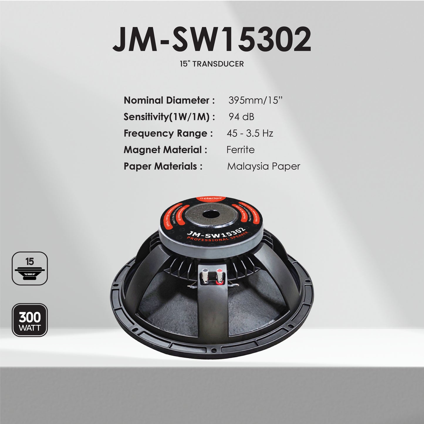 CLARION JM-SW15302 Professional Speaker Transducers