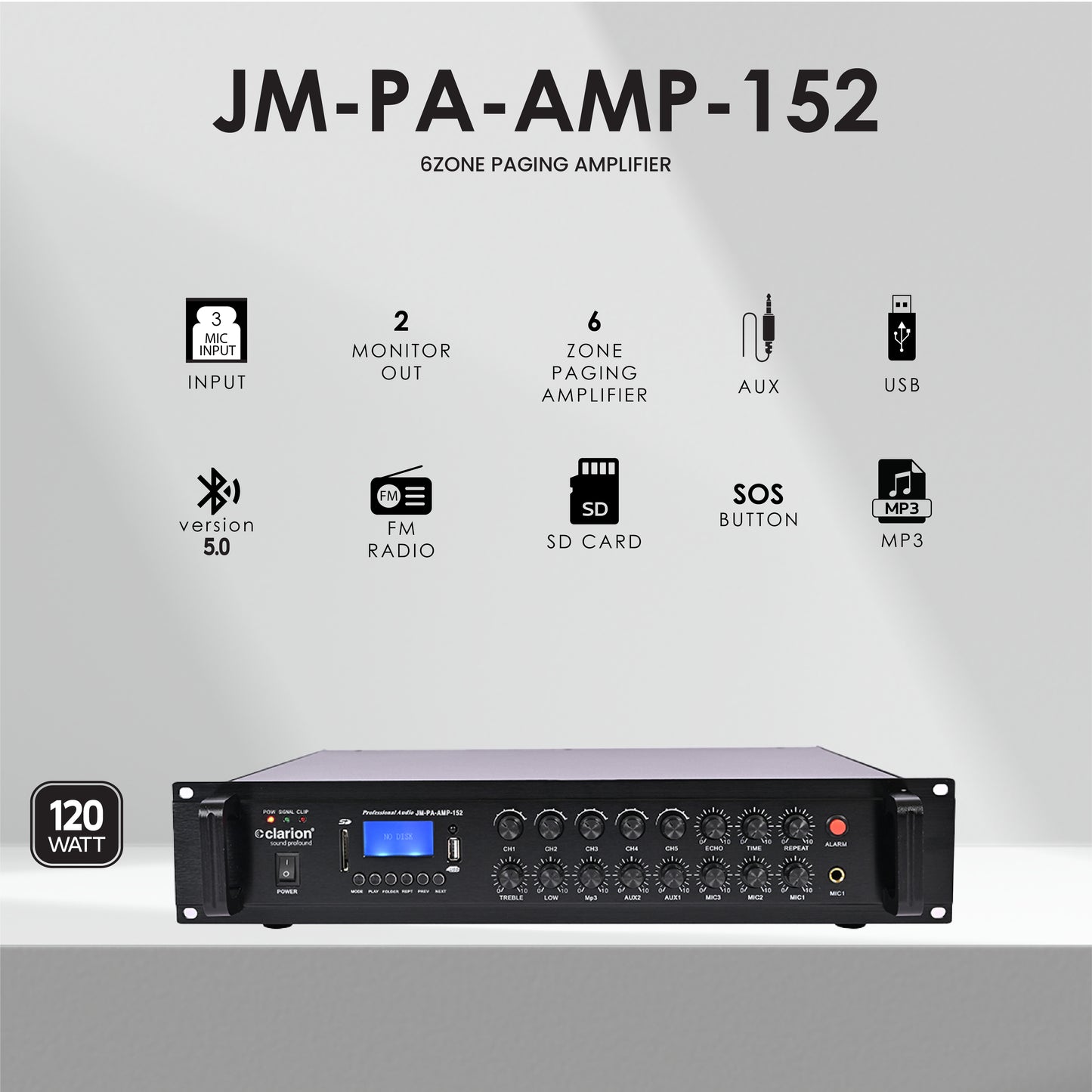 JM-COVR-AMP-152 6 Zone Paging Amplifiers