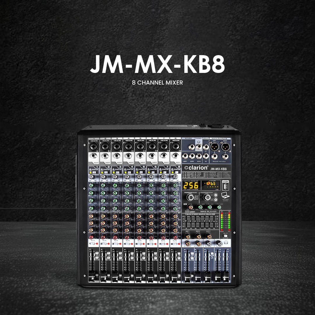 clarion JM-MX-KB8 8 Channel Professional Audio Mixer - KB Series