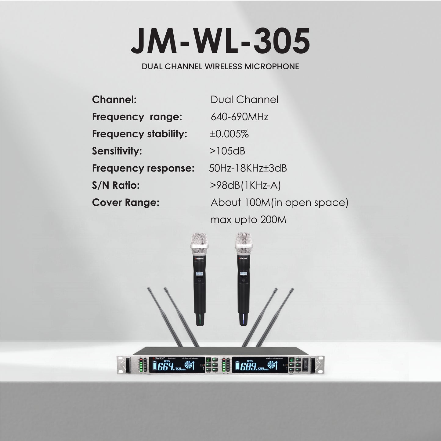 clarion JM-WL-305 Dual Channel Wireless Microphone