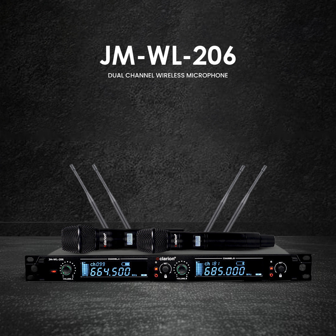 clarion JM-WL-206 Dual Channel Wireless Microphone