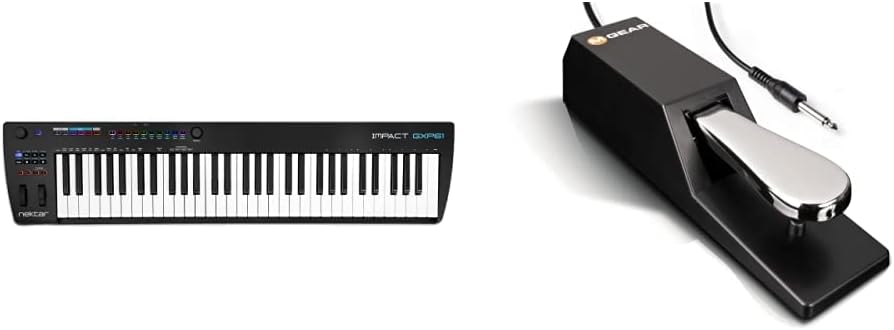 Nektar Impact GXP61 - USB MIDI Controller Keyboard with Nektar DAW Integration Black & M-Audio SP-2 - Universal Sustain Pedal with Piano Style Action For MIDI Keyboards, Digital Pianos & More