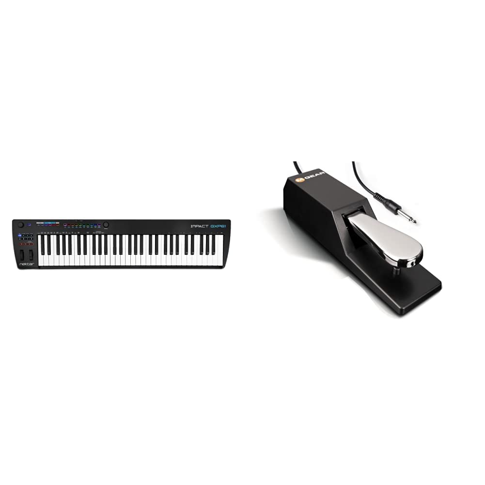 Nektar Impact GXP61 - USB MIDI Controller Keyboard with Nektar DAW Integration Black & M-Audio SP-2 - Universal Sustain Pedal with Piano Style Action For MIDI Keyboards, Digital Pianos & More