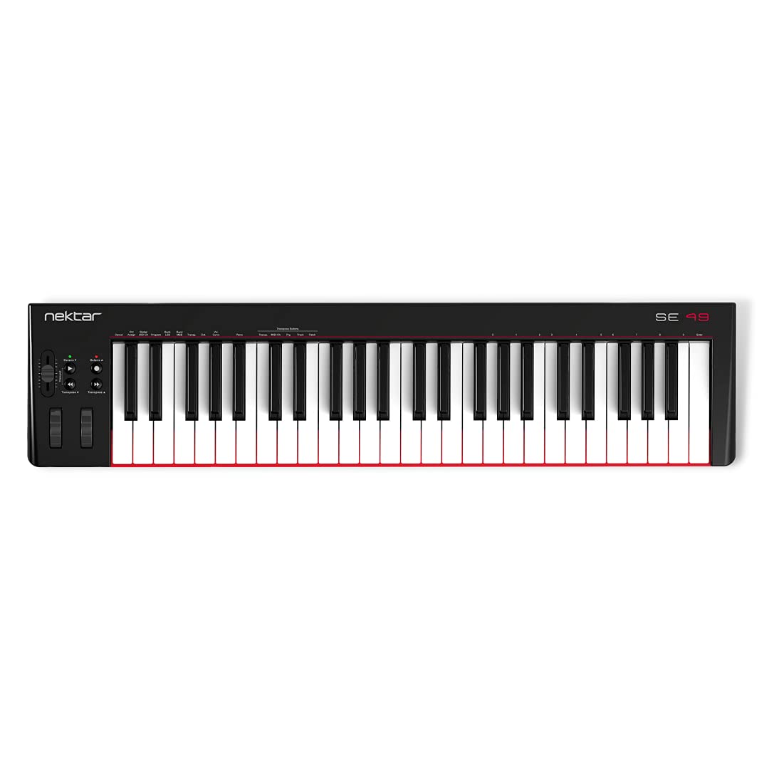 Nektar SE49 49-Key Full-Size Velocity-Sensitive USB Midi Keyboard Controller with Nektar DAW Integration and Free Professional Recording Software