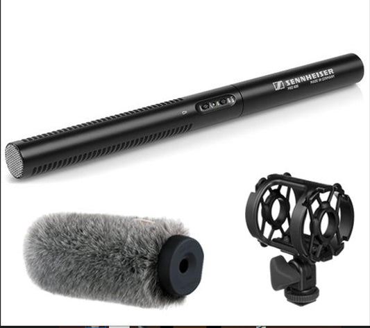 Sennheiser MKE 600 Shotgun Microphone with Auray Universal Shock Mount and Windshield, XLR