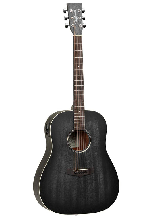 Tanglewood Blackbird Semi Acoustic Guitar, 6 Strings, Slope Shoulder Dreadnought, Smokestack Black Satin Finish