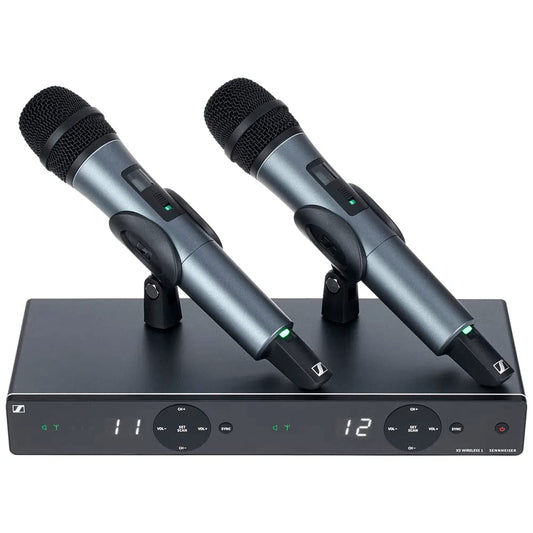 Sennheiser Dual Wireless Mic XSW 1-825 DUAL-A. Cardioid pattern for Vocal singing, Speech and Live | upto 10 channels on single frequency & 120feet Range, Black XSW 1-825 DUAL-A