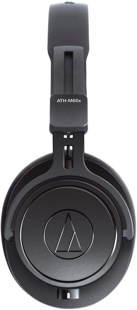 Audio-Technica ATH-M60X On-Ear Closed-Back Dynamic Professional Studio Monitor Headphones Black