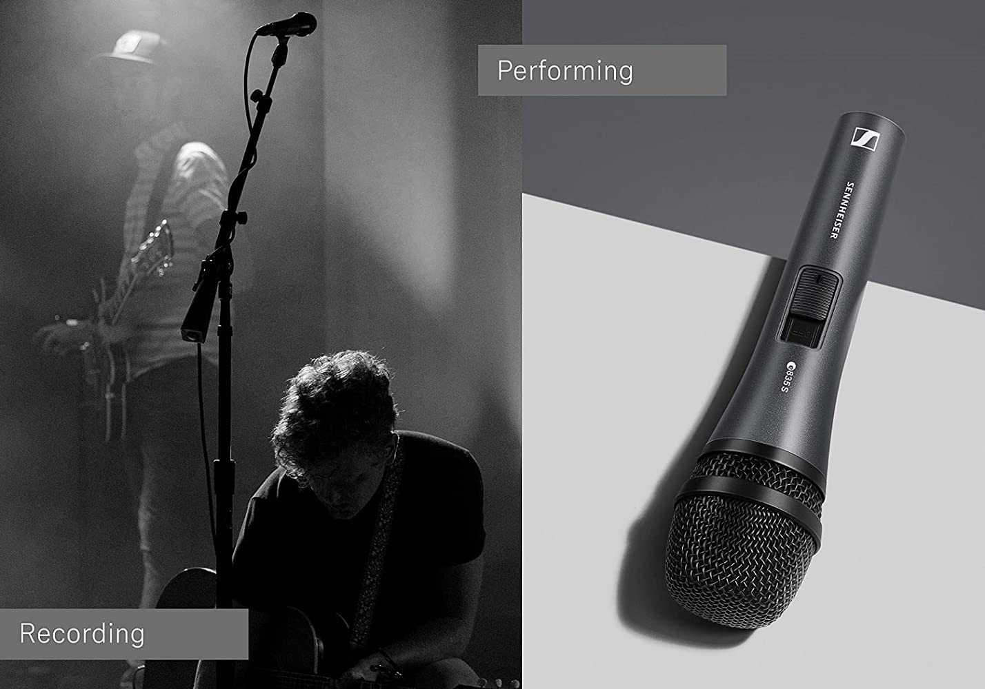 Sennheiser E835-S Dynamic Cardioid Live Handheld Wireless Vocal Microphone for Vocalist, Singers and Performers Also Used in Home Recording, Semi-Pro Studios and Live Sound