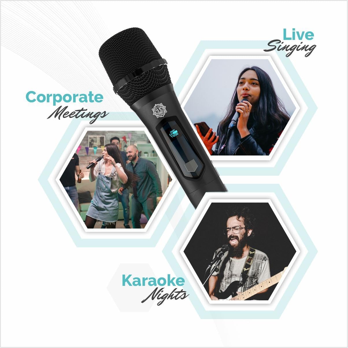 DIGIMORE UHF Wireless Microphone with Rechargeable Receiver and Mic System for House Parties, Outdoor Party, Singing, Classroom (Single Cordless) (D-340 Black)