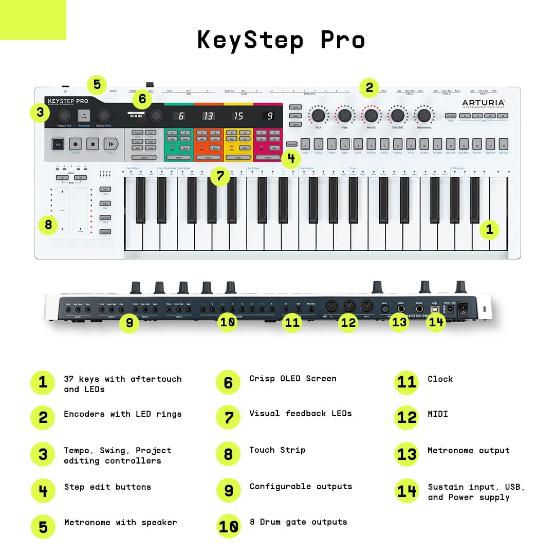 Arturia KeyStep Pro 37-key Midi Keyboard Controller with Advanced Sequencer and Arpeggiator…