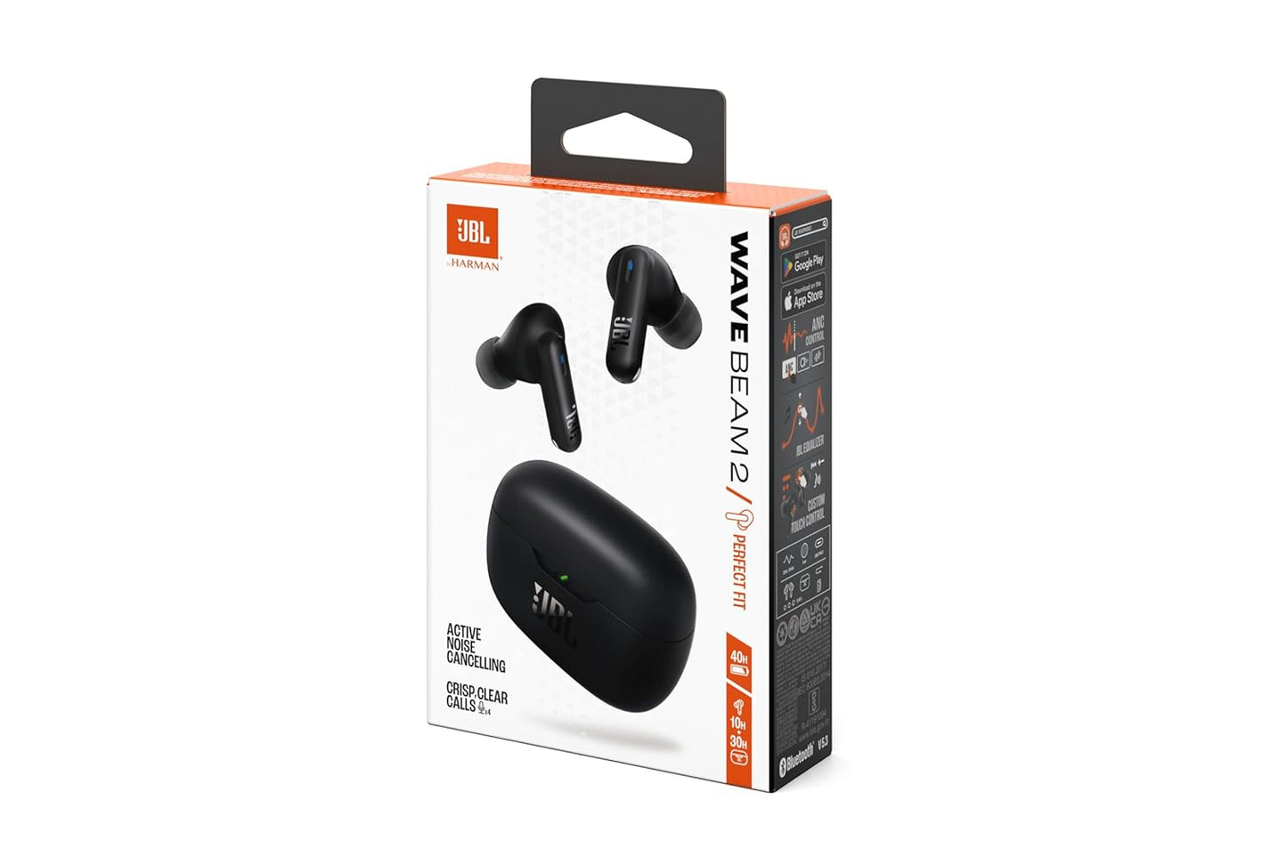 JBL (New Launch Wave Beam 2 Ear Buds Wireless TWS Bluetooth v5.3 Earbuds with ANC, Smart Ambient, Extreme Bass & Relax Mode, Multi Connect, Speed Charge, Fast Pair, 40H Playtime, 4 Mics, IP54 (Black)