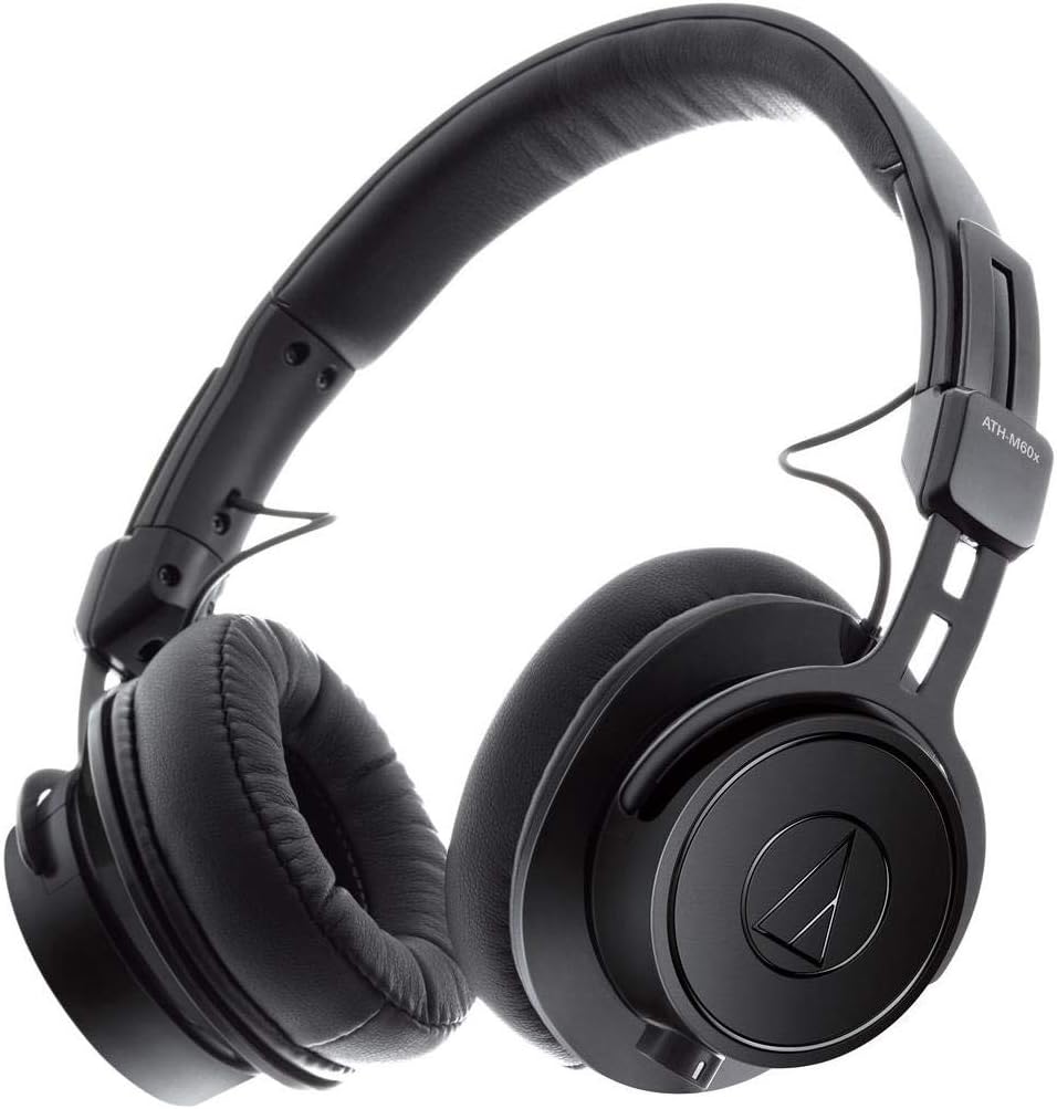 Audio-Technica ATH-M60X On-Ear Closed-Back Dynamic Professional Studio Monitor Headphones Black