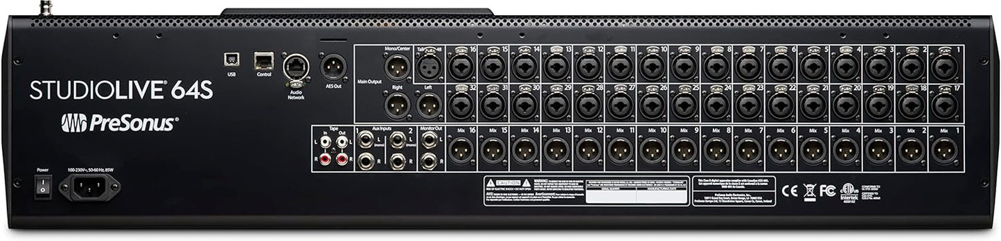 PreSonus StudioLive 64S 64-channel/43-bus digital console/recorder/interface with AVB networking and quadcore FLEX DSP Engine