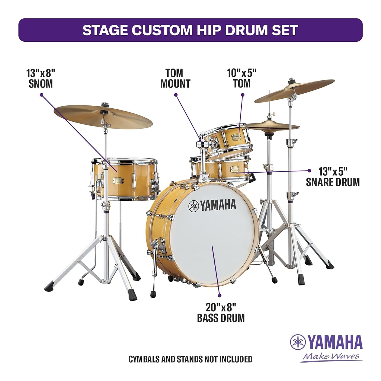 Yamaha Stage Custom Hip - Natural Wood One-Box 4PC Shell SBP0F4HNW