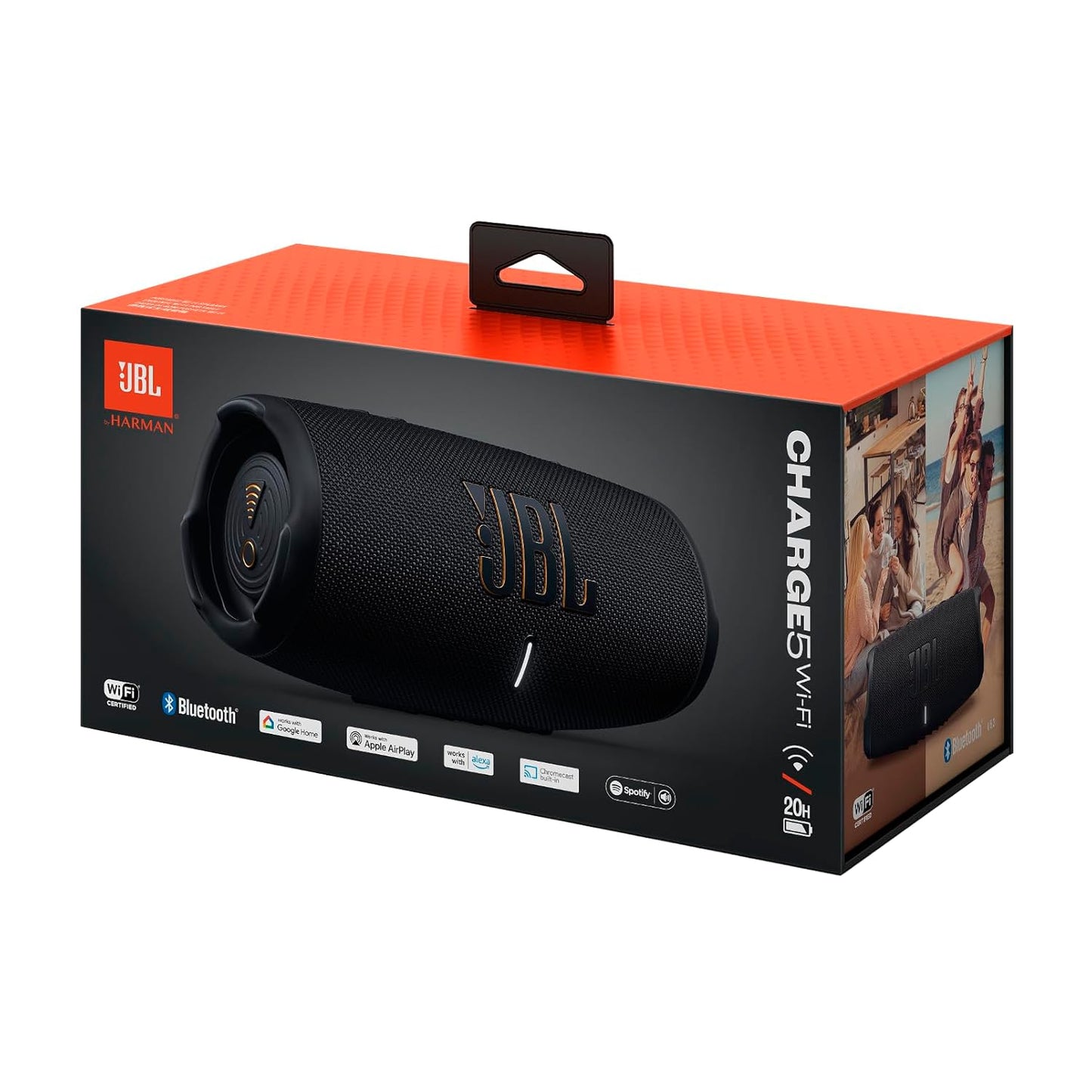 JBL Charge 5 Wi-Fi, Wireless Portable Bluetooth Speaker, Original Pro Sound, 20 Hours Playtime, Deep Bass, Built-in Powerbank, Wi-Fi with AirPlay, IP67 Water & Dustproof, One App (Black)