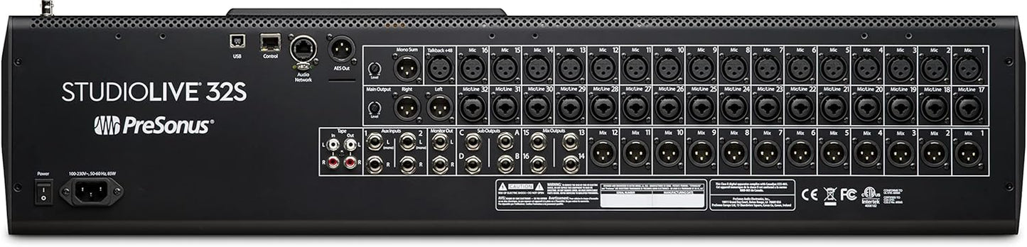 PreSonus StudioLive 32S 32-Channel/22-bus digital console/recorder/interface with AVB networking and dualcore FLEX DSP Engine