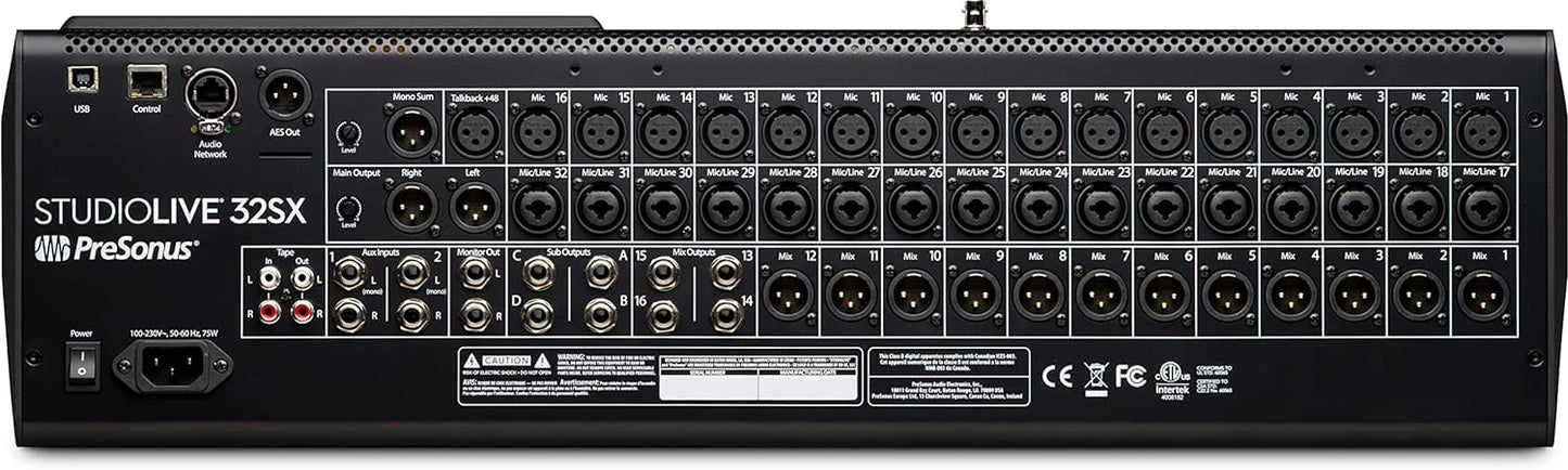 PreSonus StudioLive 32SX Compact 32-channel/26-bus digital mixer with AVB networking and dual-core FLEX DSP Engine