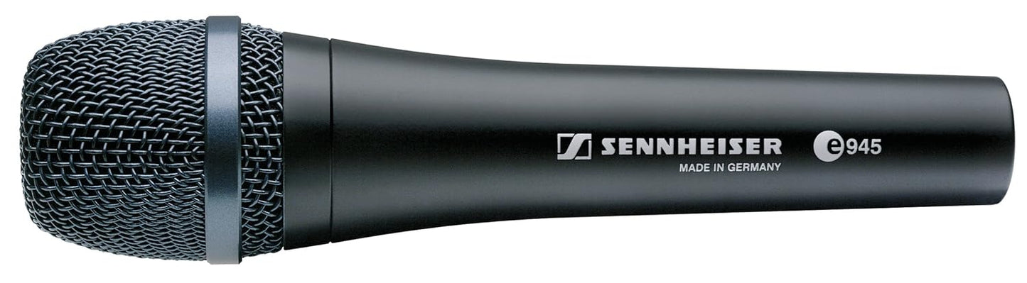 SENNHEISER Professional Audio E945 Dynamic Supercardioid Vocal XLR Microphone | 100% Smooth Response|1 MZQ 800 Microphone Clip | Ideal for Conferences, Live Singing & Professionals | Black