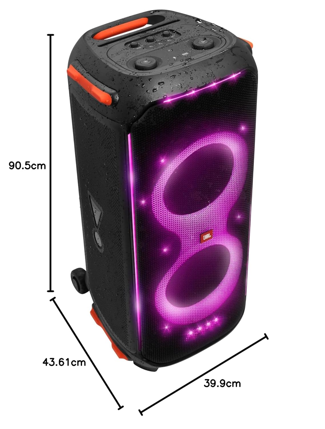 JBL PartyBox 710 Bluetooth Party Speaker with Dynamic Music Synced Flashing Club Pattern Lightshow, Pro Sound, Splashproof, PartyBox App Personalisation,Guitar and Mic Input(800 Watt RMS, Black)