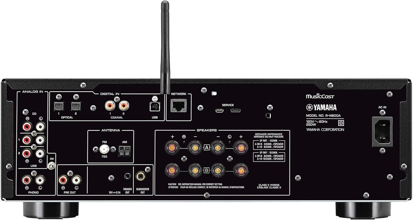 Yamaha R-N800A Network Receiver with Phono and Built-in DAC, Black