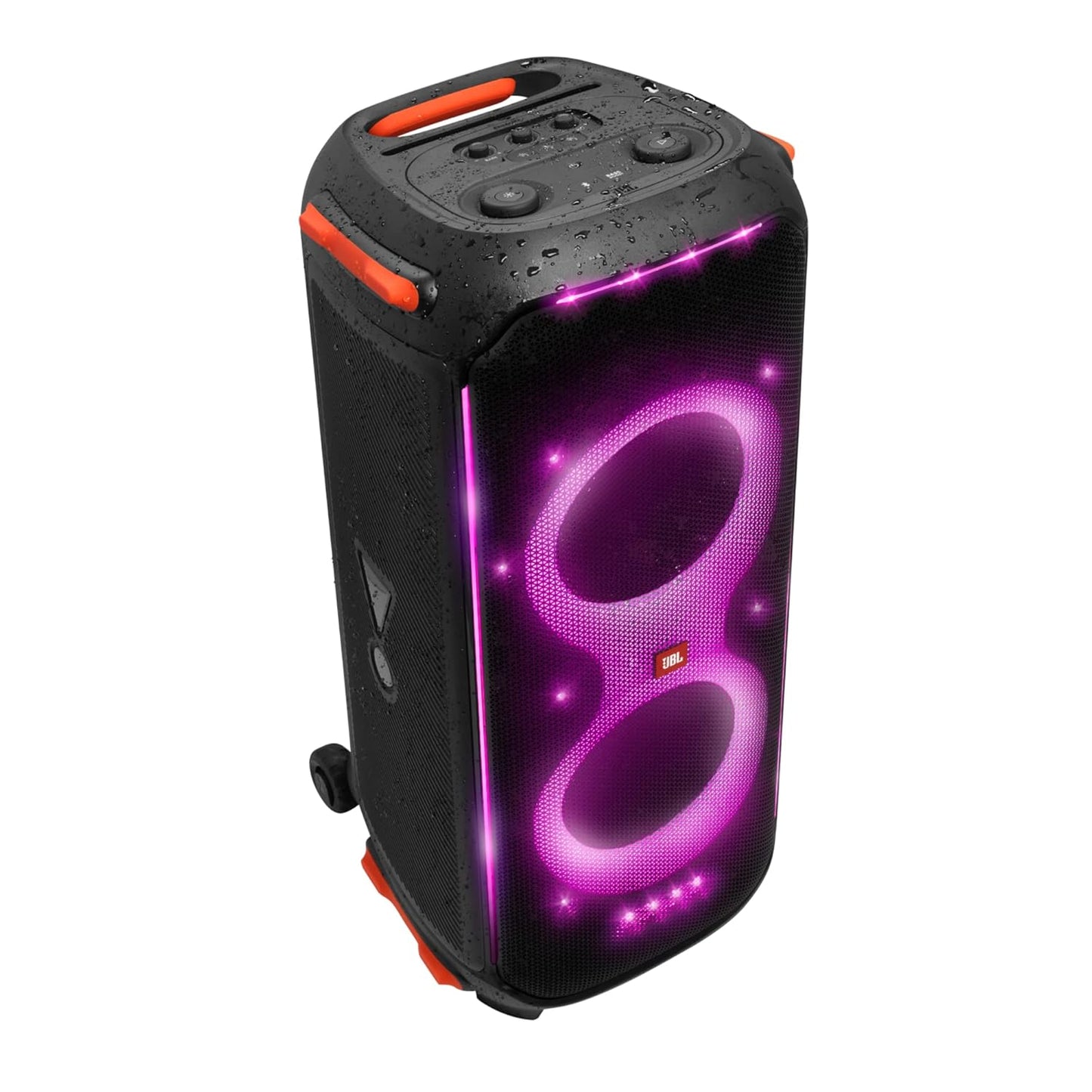 JBL PartyBox 710 Bluetooth Party Speaker with Dynamic Music Synced Flashing Club Pattern Lightshow, Pro Sound, Splashproof, PartyBox App Personalisation,Guitar and Mic Input(800 Watt RMS, Black)