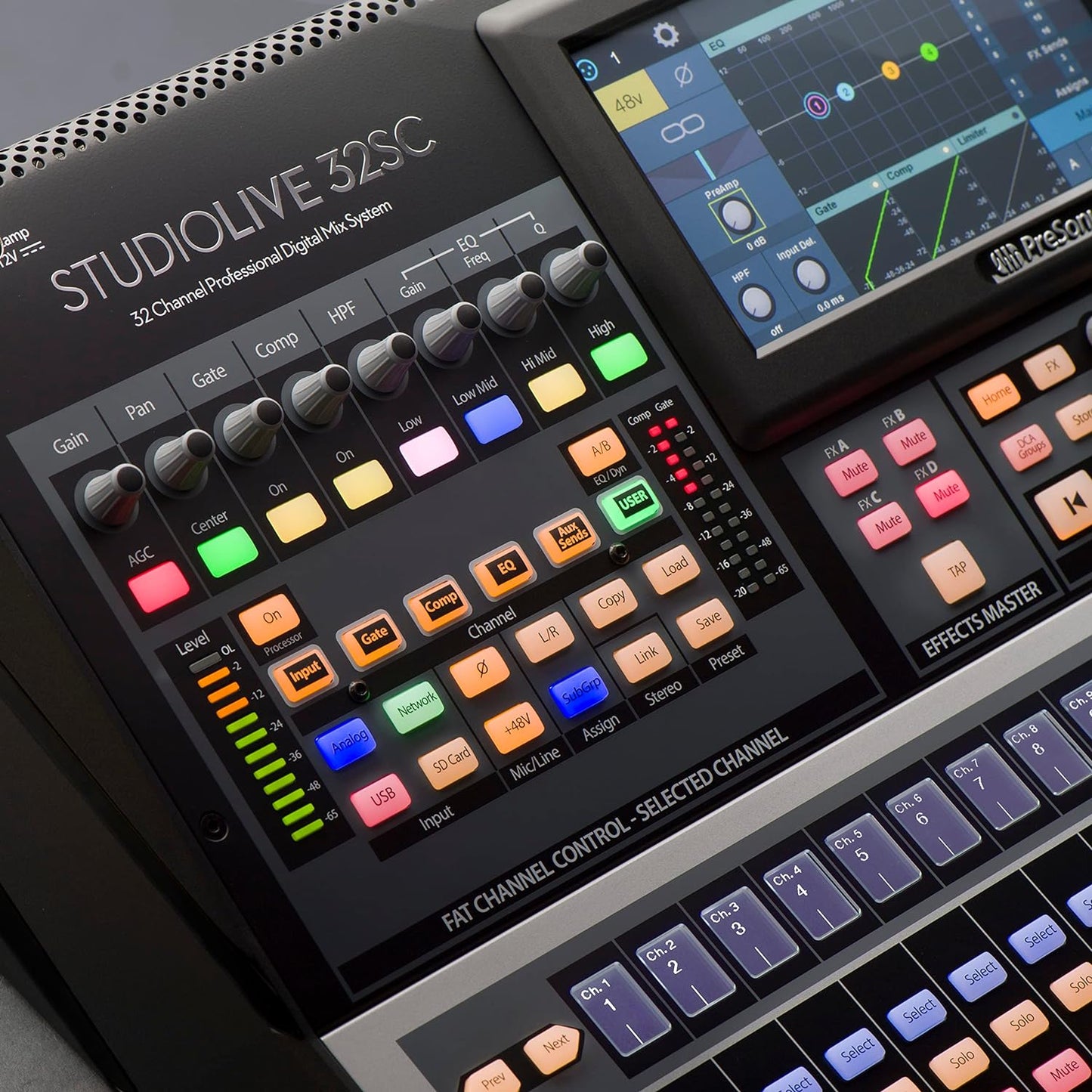 PreSonus StudioLive 32SC Compact 32-channel/26-bus digital mixer with AVB networking and dual-core FLEX DSP Engine