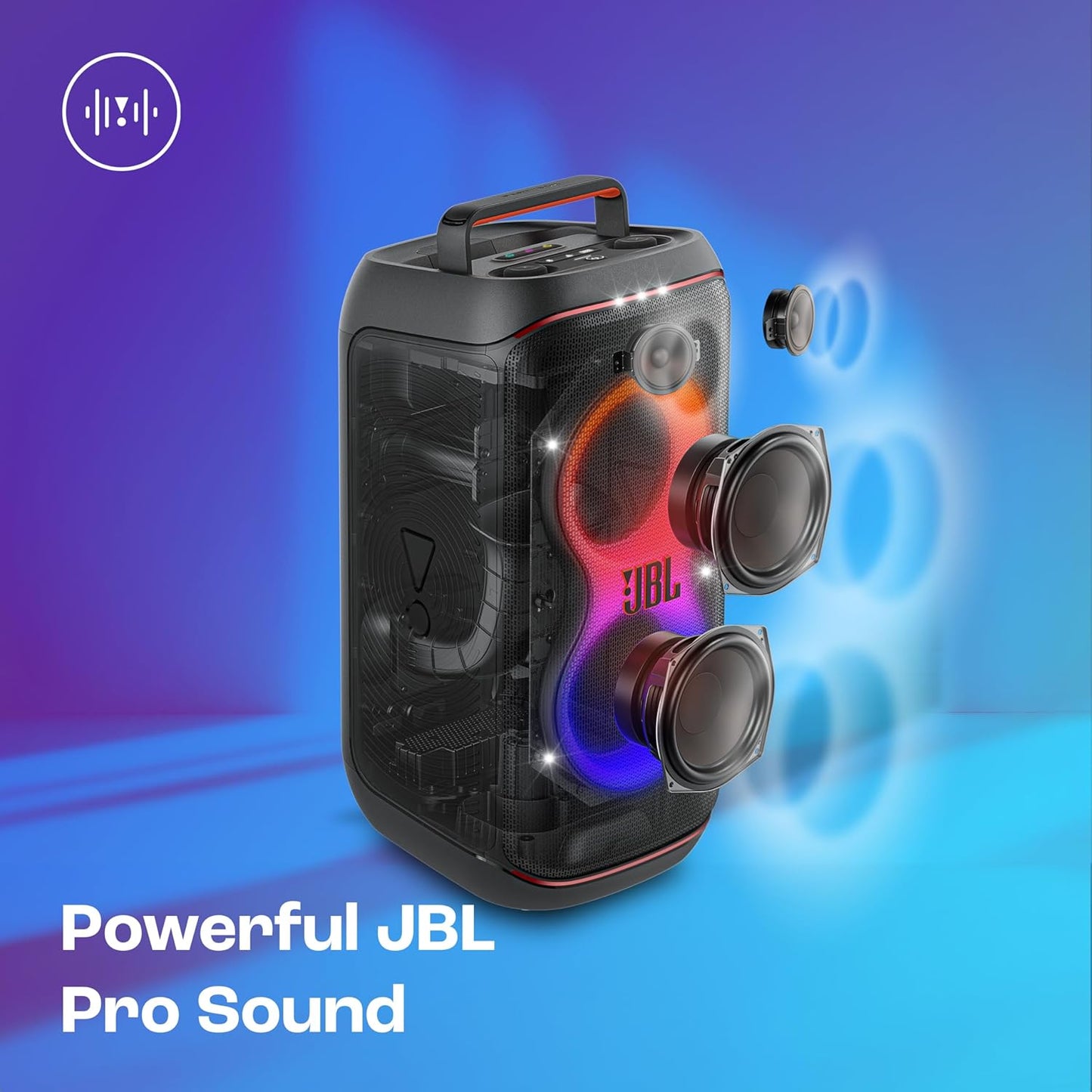 JBL Partybox 120 Wireless Bluetooth 160W Party Speaker, AI Sound Boost, Futuristic Light Show, Upto 12Hrs Playtime,Multispeaker Connection by Auracast, Guitar & Mic Input, Splashproof (Black)