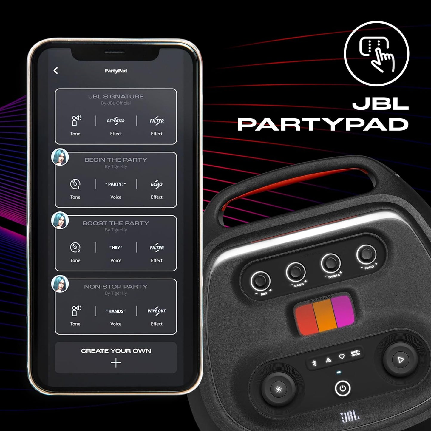 JBL Partybox Ultimate, Dynamic Lightshow, Party Pad, Wi-Fi & Bluetooth Connectivity, Dual Mic with Guitar Inputs, Pro Sound, Ipx4 Splashproof, Self Tuning, One App (Black) - Multimedia