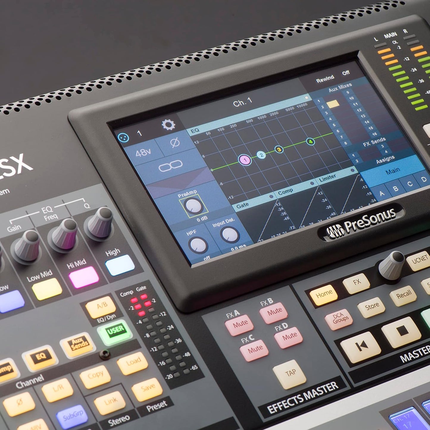 PreSonus StudioLive 32SX Compact 32-channel/26-bus digital mixer with AVB networking and dual-core FLEX DSP Engine