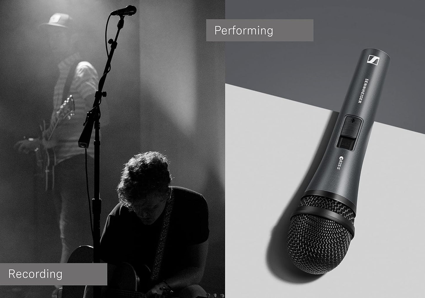 Sennheiser Professional Audio E825-S Vocal Microphone | 100% Voice Clarity,XLR-3| Dynamic Super-Cardioid mic | 40-16,000 Hz| Ideal for Conferences, Choirs, Live Singing & Stage Performances| Black