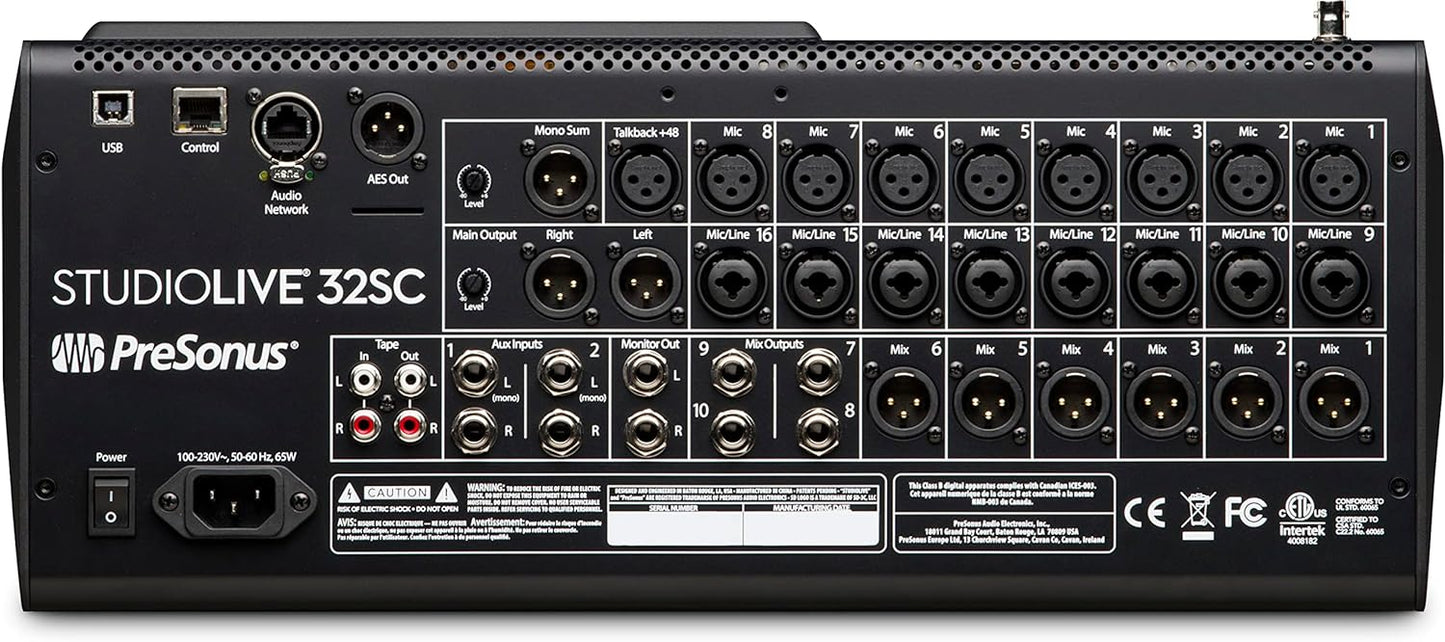 PreSonus StudioLive 32SC Compact 32-channel/26-bus digital mixer with AVB networking and dual-core FLEX DSP Engine