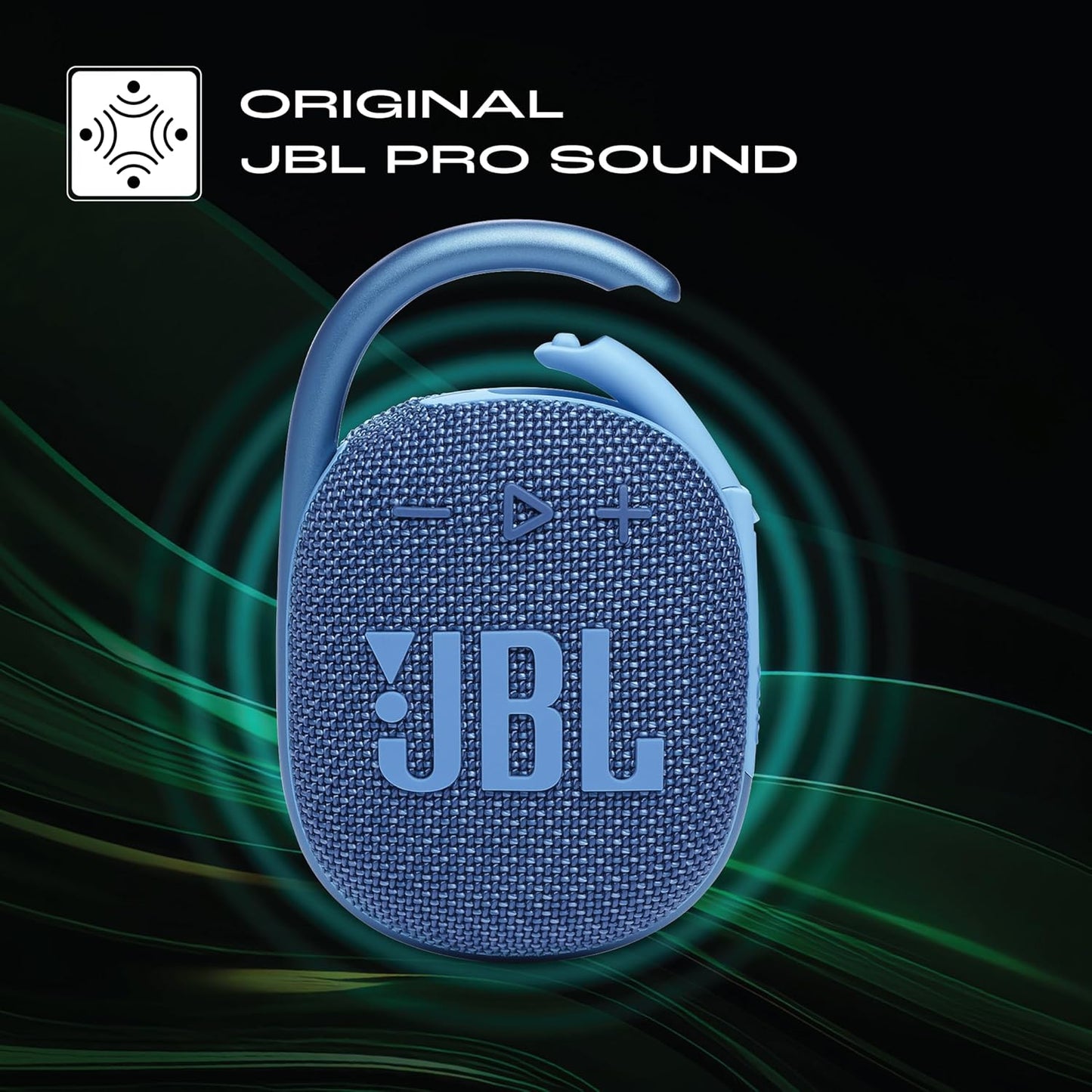 JBL Clip 4 Eco with eco-Friendly Recycled Materials & Packaging, Wireless Portable Bluetooth Speaker, Pro Sound, Integrated Carabiner, Dust & Waterproof, Type C (Without Mic, Blue)