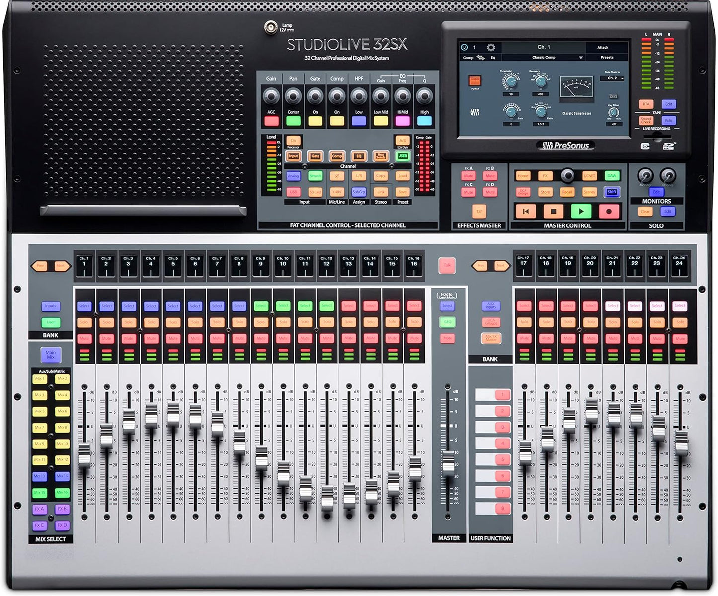 PreSonus StudioLive 32SX Compact 32-channel/26-bus digital mixer with AVB networking and dual-core FLEX DSP Engine