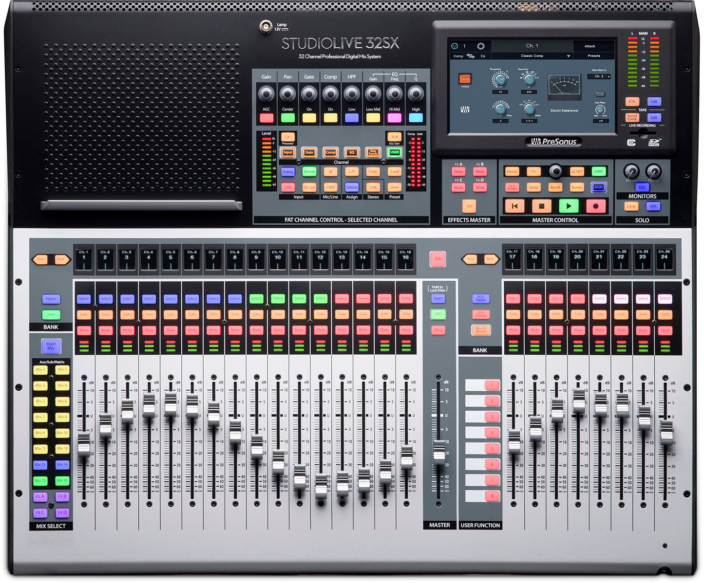 PreSonus StudioLive 32SX Compact 32-channel/26-bus digital mixer with AVB networking and dual-core FLEX DSP Engine