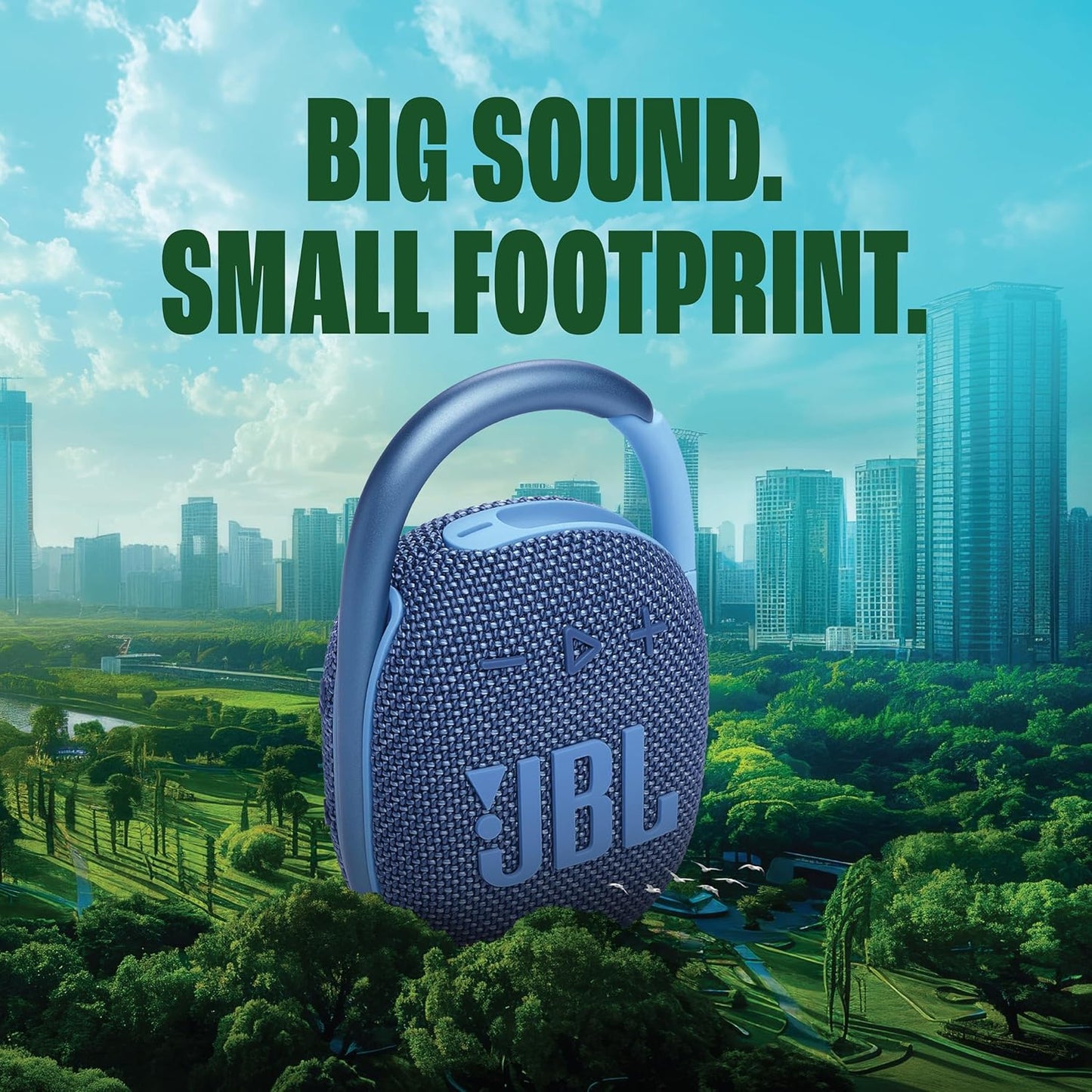 JBL Clip 4 Eco with eco-Friendly Recycled Materials & Packaging, Wireless Portable Bluetooth Speaker, Pro Sound, Integrated Carabiner, Dust & Waterproof, Type C (Without Mic, Blue)