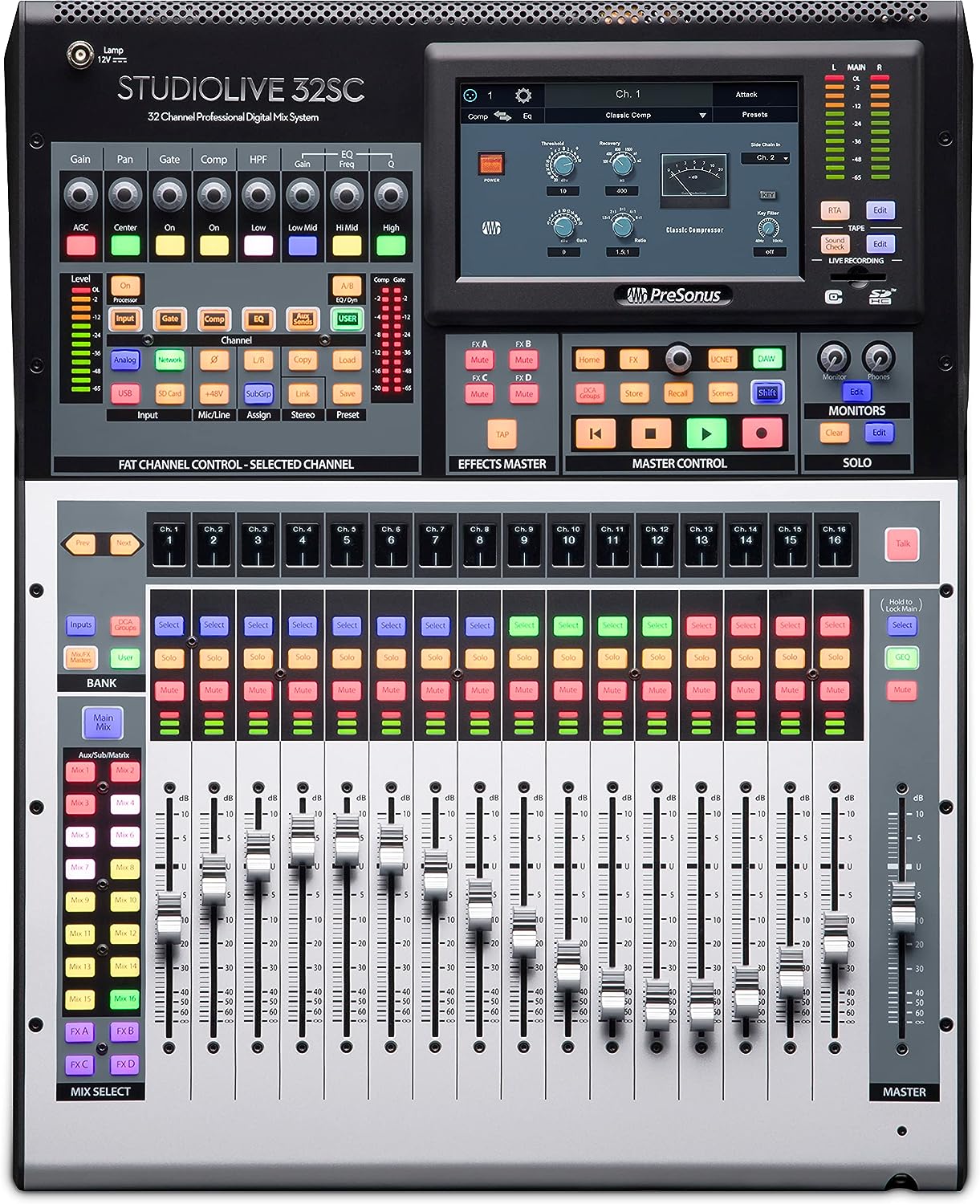 PreSonus StudioLive 32SC Compact 32-channel/26-bus digital mixer with AVB networking and dual-core FLEX DSP Engine