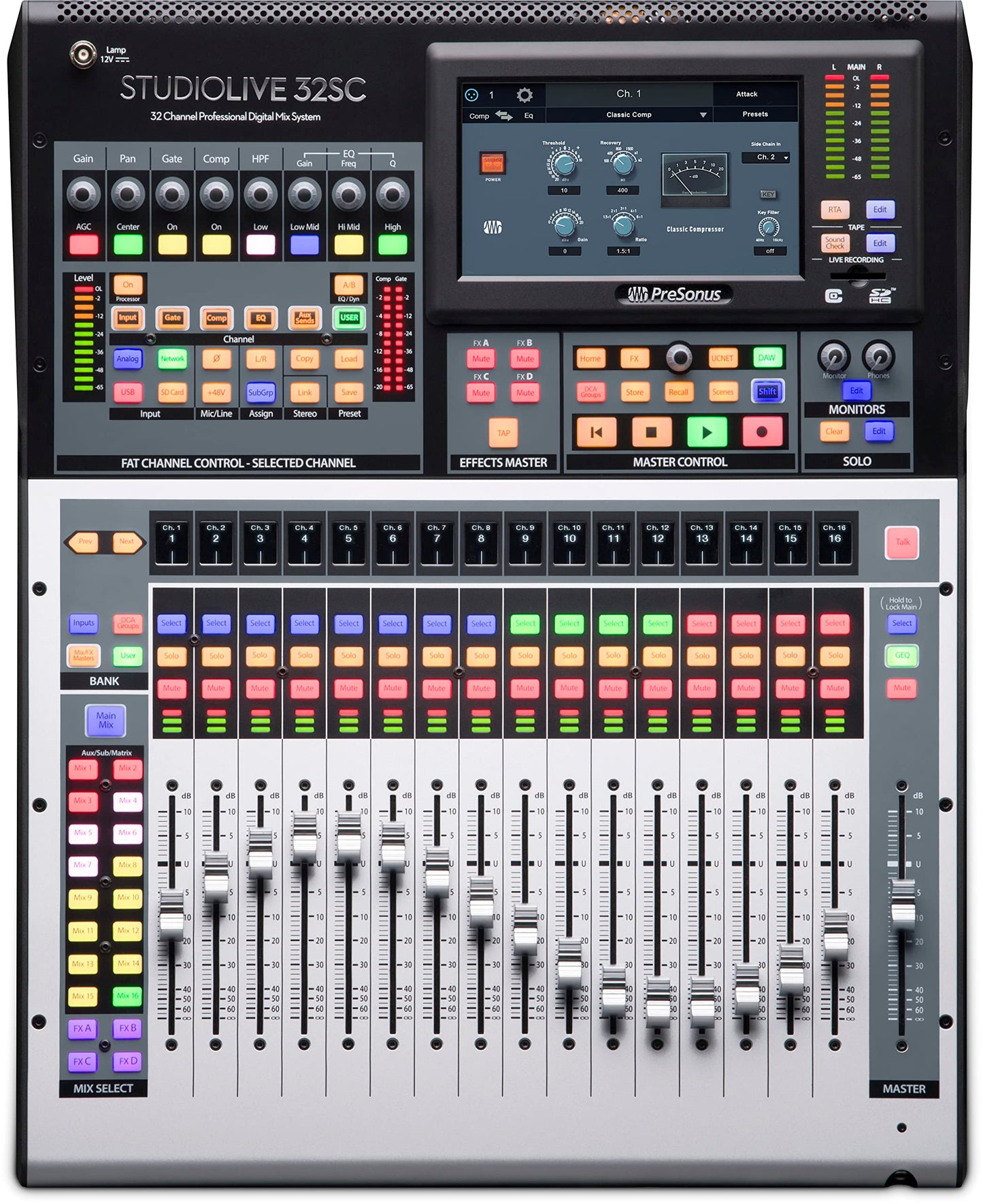 PreSonus StudioLive 32SC Compact 32-channel/26-bus digital mixer with AVB networking and dual-core FLEX DSP Engine