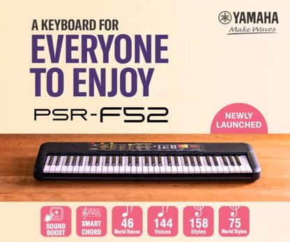 Yamaha PSR-F52 61 Keys Portable Keyboard With Bajaao Keyboard Bag