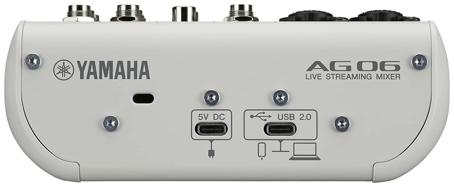 Yamaha AG06 MK2 White 6-Channel Live Streaming Loopback Mixer/USB Interface  with Steinberg Software Suite