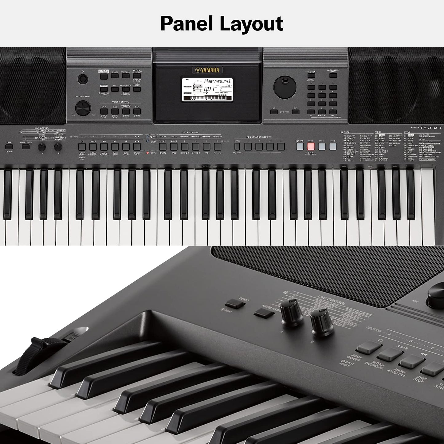 YAMAHA PSR-I500 PORTABLE KEYBOARD WITH ADAPTOR PSRI500BK-AMZ Black