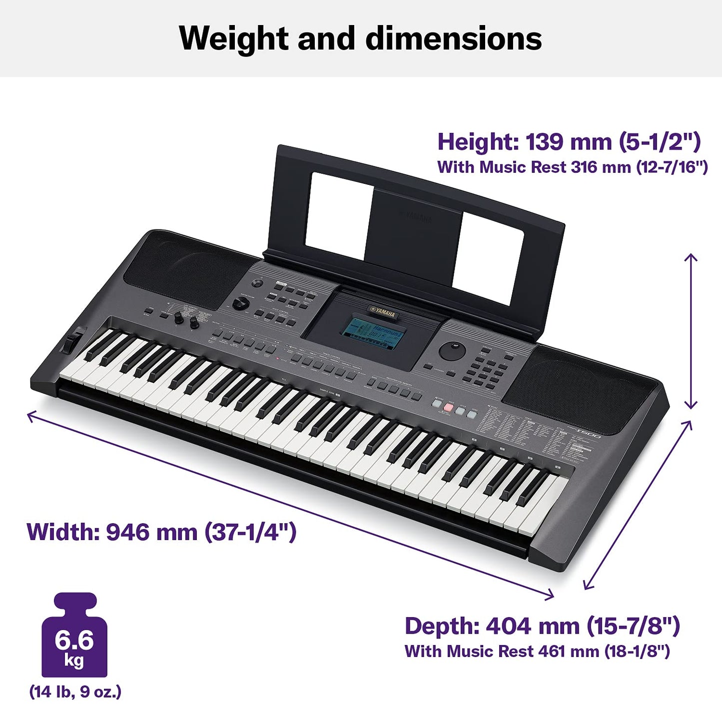 YAMAHA PSR-I500 PORTABLE KEYBOARD WITH ADAPTOR PSRI500BK-AMZ Black