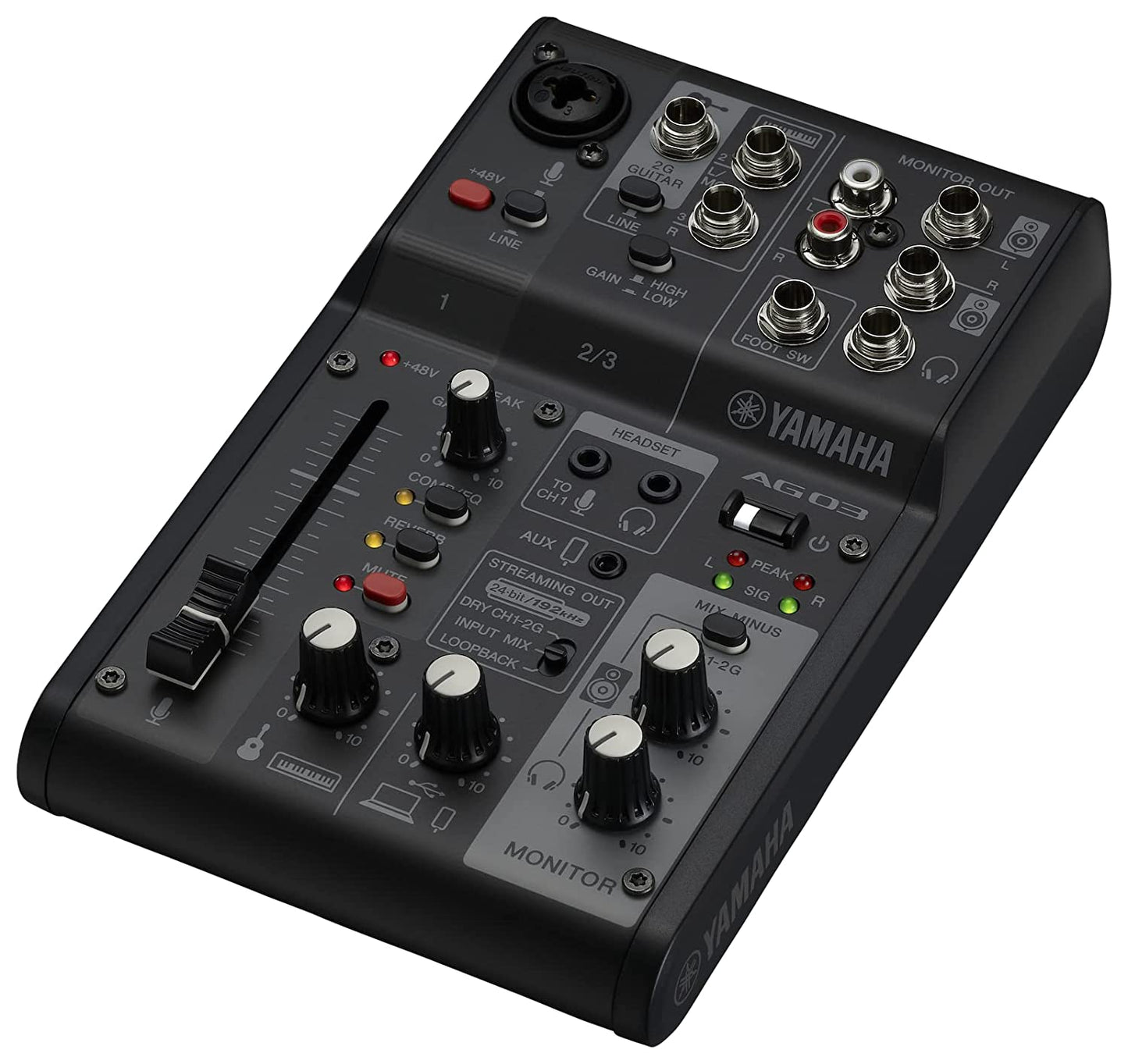 Yamaha AG03 MK2 Black 3-Channel Live Streaming Loopback Mixer/USB Interface