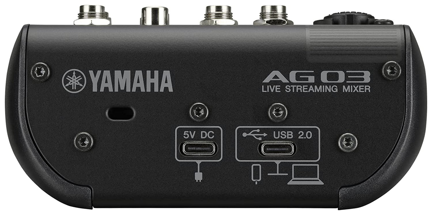 Yamaha AG03 MK2 Black 3-Channel Live Streaming Loopback Mixer/USB Interface