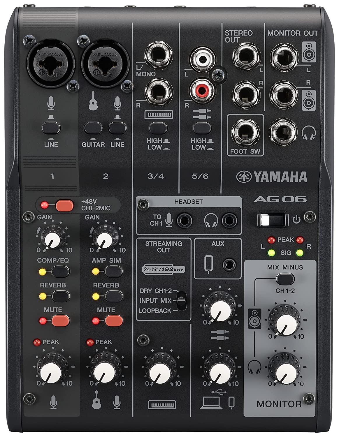 Yamaha AG06 MK2 White 6-Channel Live Streaming Loopback Mixer/USB Interface  with Steinberg Software Suite