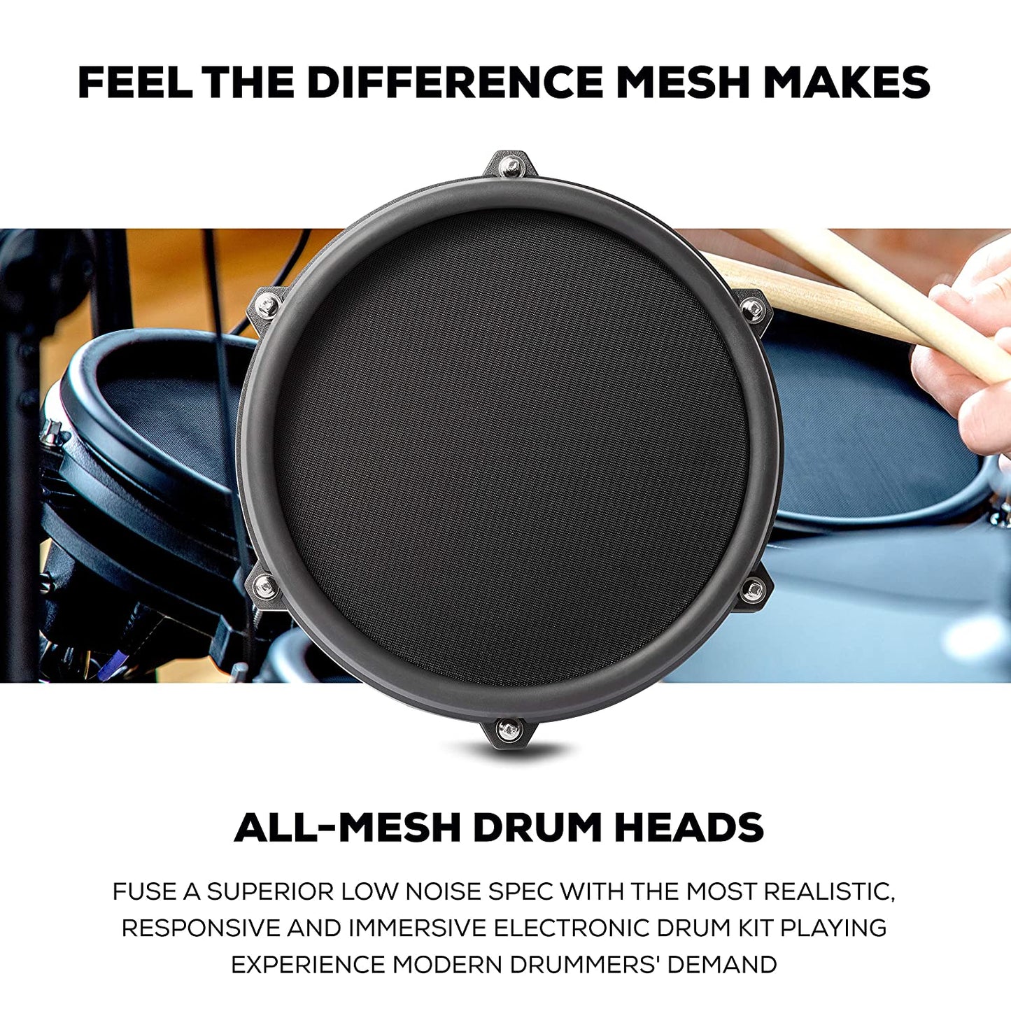 Alesis Nitro Mesh Kit | Eight Piece All-Mesh Electronic Drum Kit with Play Along Tracks, Drum Sticks & Drum Key Included