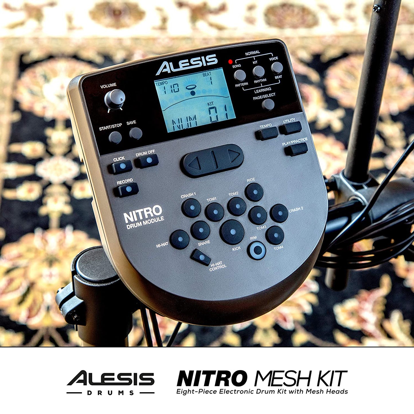 Alesis Nitro Mesh Kit | Eight Piece All-Mesh Electronic Drum Kit with Play Along Tracks, Drum Sticks & Drum Key Included